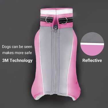 Тепла куртка для собак July's Song: флісова підкладка, бавовна, без рукавів, з нагрудником та світловідбиваючими смугами. Ідеально для зими та осені. Рожевий колір, для сук.