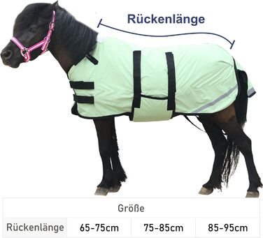 Gallopoff 300D Попона для поні/шетландського поні, 150 г/м², водонепроникна, дихаюча, зимова, міцна, для поні, лошат, міні- та карликових коней (зелена, 75-85 см)