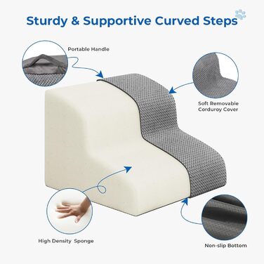 Сходинки для собак маленьких порід, 3 сходинки, 40 см, для дому, миються, неслизькі, для котів та собак, сірі