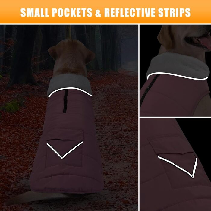 iBuddy Зимовий теплий куртка для собак з флісовою жилеткою, водонепроникний, вітронепроникний, світловідбиваючий, регульований, для великих собак, хлопчиків та дівчаток (Рожевий, X-Large)