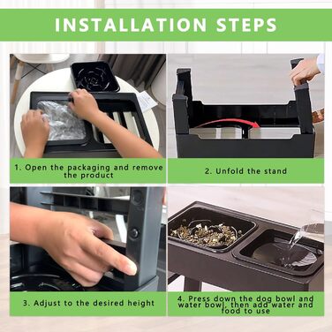 Підвищений годівниця для собак з регульованою висотою, 1600 мл, нержавіюча сталь, антизадушливий та повільне годування, для собак маленьких, середніх та великих порід