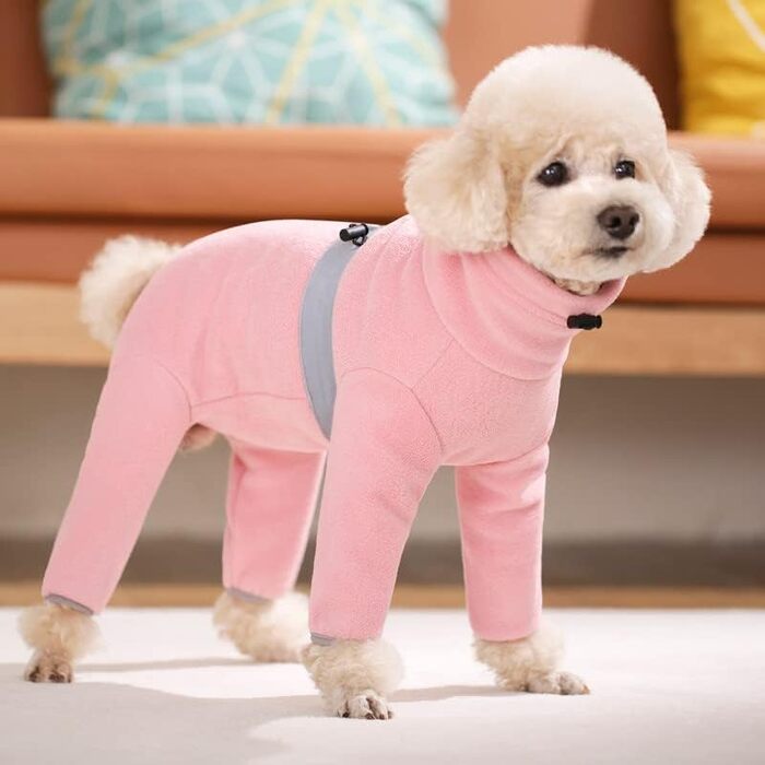 Піжама для собак з полярного флісу, тепла зимова куртка та светр для маленьких та середніх собак, X-Large, рожевий