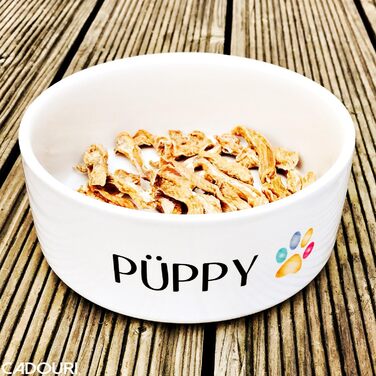 Керамічна годівниця для собак з іменем - персоналізована миска для корму та води (Барвиста лапка) - 1.300 мл