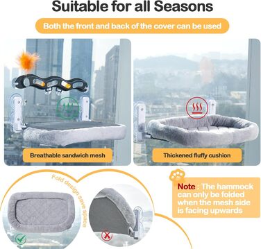 Крісло-гамак для кота на стіл Odoland - 360° обертання та регулювання висоти, м'яка лежанка з 2 знімними чохлами, для дому та офісу, цілорічне використання (сірий)