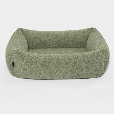 PAW WOW Sven: Ортопедичне ліжко для собак | З м'якої тканини-тедді | Для маленьких, середніх та великих собак (Оливковий, 80x60 см)