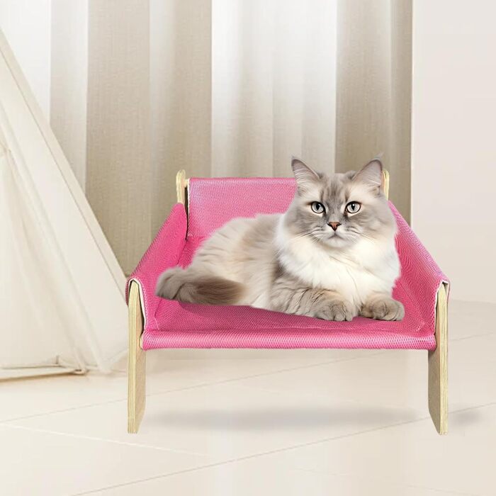 Підвищене ліжко для тварин з дерев'яним каркасом, софа для котів знімний чохол, стабільне підвищене ліжко для собак, софа для собак з дерев'яним каркасом, підвищене ліжко для собак маленьких порід, меблі для тварин з натурального дерева, рожевий колір