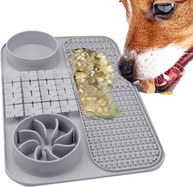 Килимок для лизання собак, коврик для іграшок, сірий | 38.5 x 15 x 2.5 см