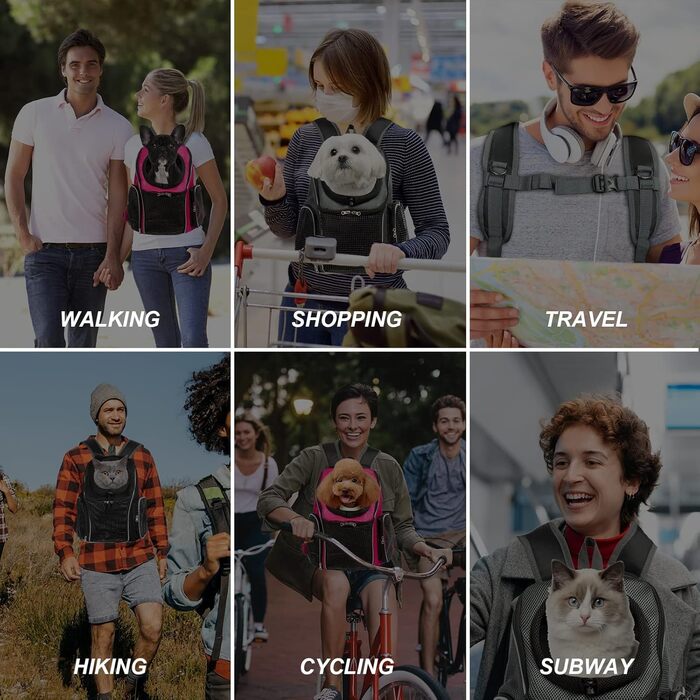 Сумка-переноска для собак та котів, чорна, регульована, для подорожей, хандрингу та кемпінгу, для цуценят та маленьких тварин