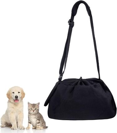 Сумка-переноска для собак та котів Lwuey, чорна, до 8 кг, регульований ремінь, дихаюча, для подорожей