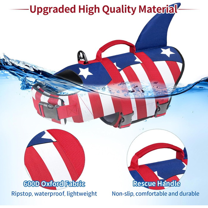 Жилет для плавання собак Malier, Ripstop, висока плавучість, для малих, середніх та великих собак, рятувальний жилет, яскраві кольори, X-Small