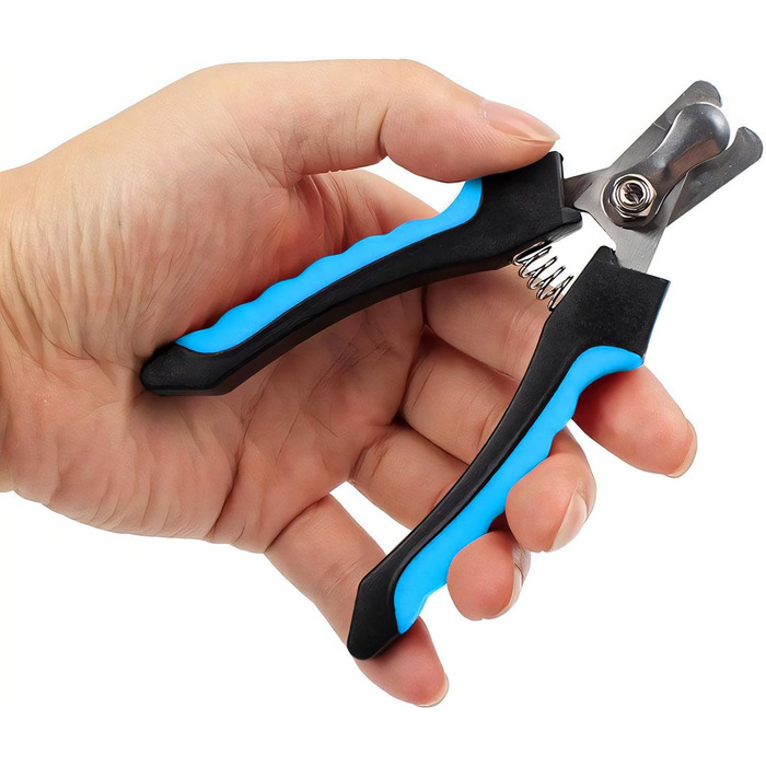 Набір для стрижки нігтів для собак та котів Jisong, з захистом від надмірного стриження, гостра клинка, блокування, безкоштовна пилка, великий розмір, професійні інструменти для грумінгу. Синій / Чорний