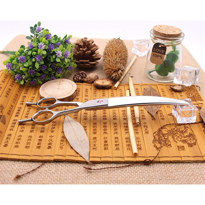 Ножиці для грумінгу тварин, фінішні інструменти, ножиці для собак, професійні ножиці для грумінгу, маленькі вигнуті ножиці, 17,8 см (розмір: червоні гвинти 19 см) (чорні гвинти 17,8 см)