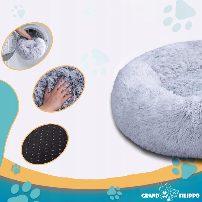 Лежак для собак і котів Grand Filippo Fluffy 120 см, зелений, флісовий, круглий, знімний чохол, машинне прання, ручна робота