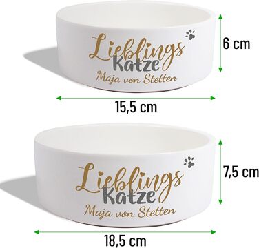 Котловий набір з кераміки з іменем 'Улюблений кіт' | Набір мисок для їжі та води для котів | Миски для котів з підставкою | Подвійний набір мисок для котів 500 мл