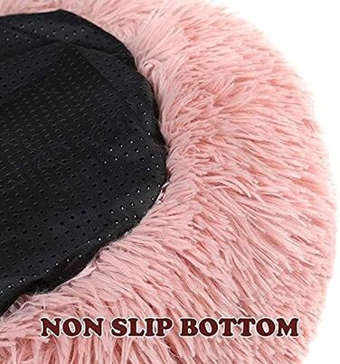 Кругле ліжко для собак та котів Donut, м'яке плюшеве, 80 см, рожеве