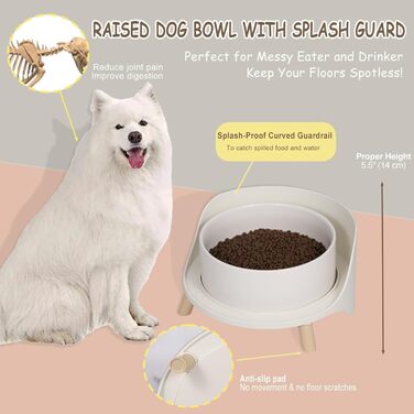 Миска для собак великих порід, керамічна, 1800 мл, біла