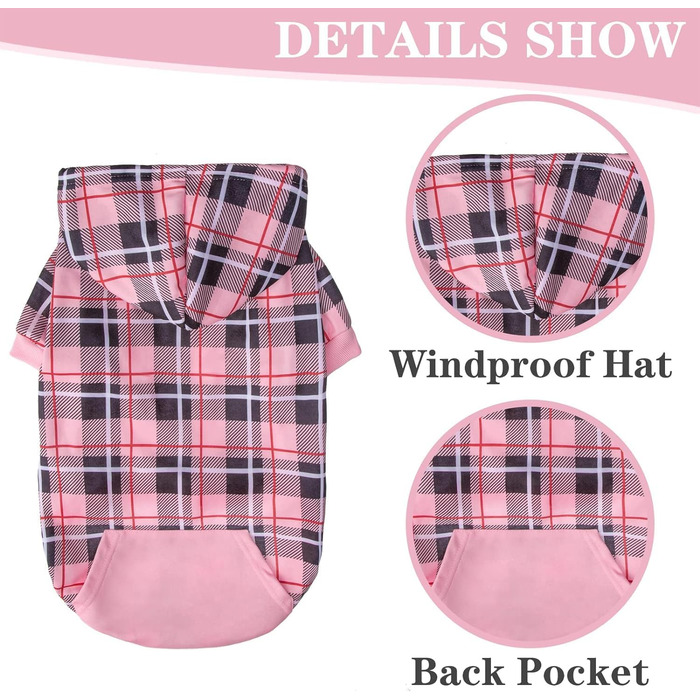 Теплий пуловер з капюшоном для собак ExPawlorer в рожевому кольорі XL з візерунком, для всіх порід, з отвором для повідка