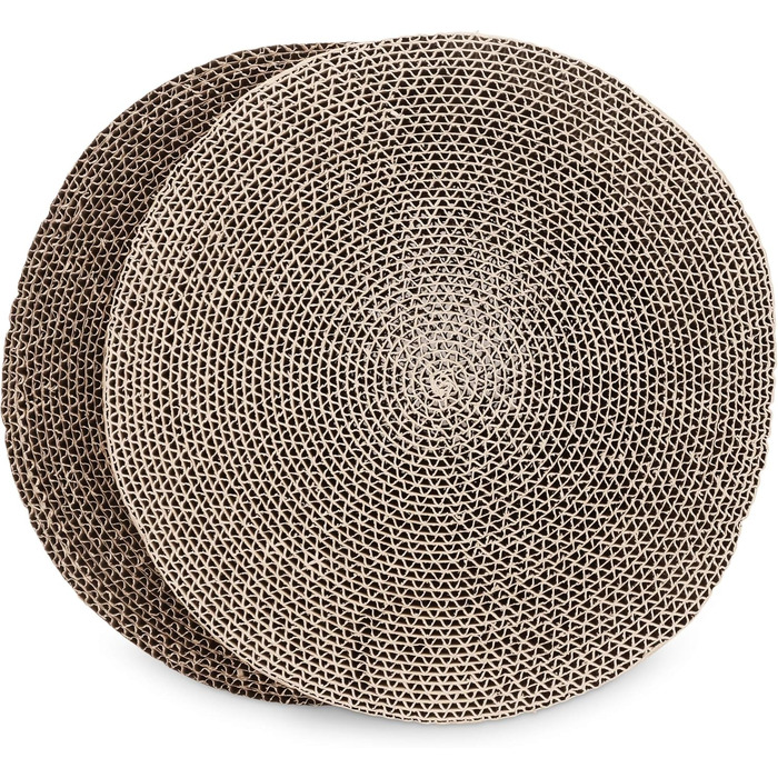 Набір з 2 картонних когтеточок для котів Navaris - круглі картонні килимки-когтеточки, коричневі