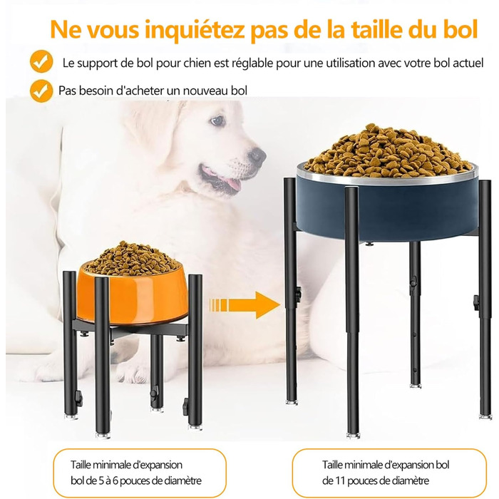 Підвищена підставка для миски для собак, регульована, висота 15-28 см, 4 положення, кріплення для годівниці для собак, для великих, середніх та малих собак