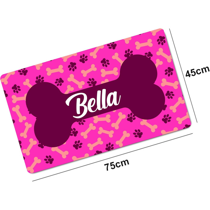 Персоналізована підкладка під миску з іменем Ferocity | Килимок для собак та котів | 45 x 75 см | Гумовий | З мотивом домашнього улюбленця