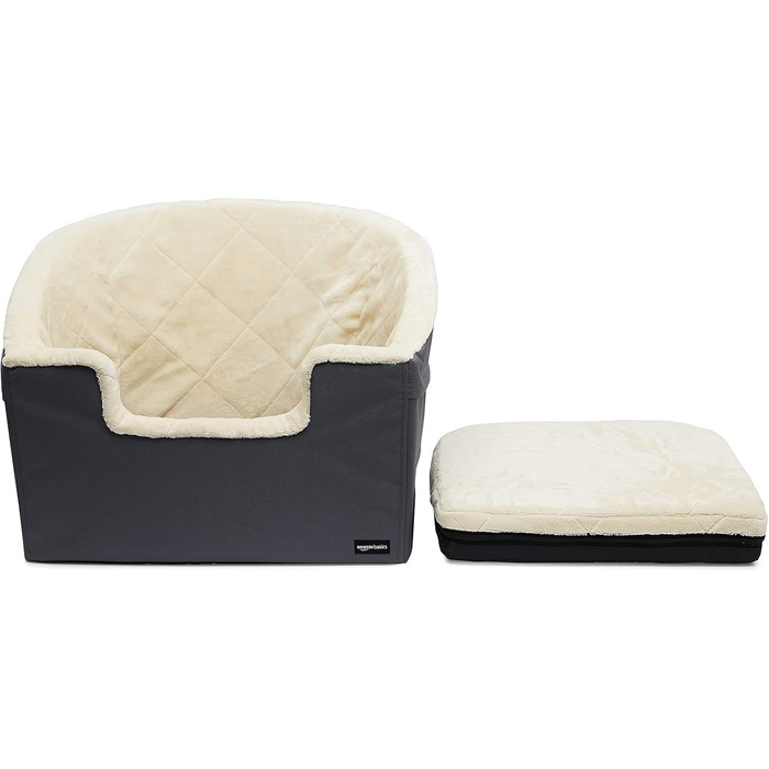 Підвищений автокрісло для тварин Amazon Basics, великий, сірий, 45.7 x 55.8 x 40.6 см