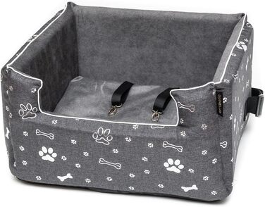 Автокрісло для собак Boutique Zoo | М'яке автокрісло для собак, котів та інших тварин | На заднє сидіння, пасажирське сидіння | Лежанка для собак, переноска для собак | Поліестер, штучна замша | Колір: Сірий | Розмір: M (47x40 см)
