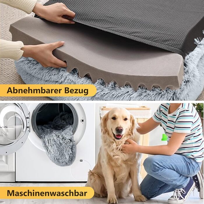 Ортопедичне ліжко для собак DONWEI, м'яке, з плюшем, 75x50x6 см, сірий колір