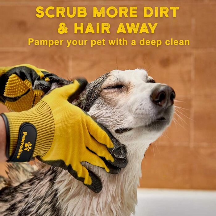 Рукавичка для видалення шерсті Pat Your Pet Tierhaarentferner - рукавичка для грумінгу котів, собак та коней, жовта