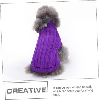 POPETPOP Пуловер для собак з акрилових волокон, теплий, для зими, фіолетовий (XXL), миючий, багаторазовий
