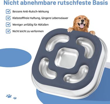 Антислизька годівниця для собак Nayelf з нержавіючої сталі 304, з силіконовим дном, 23*23*4.5 см