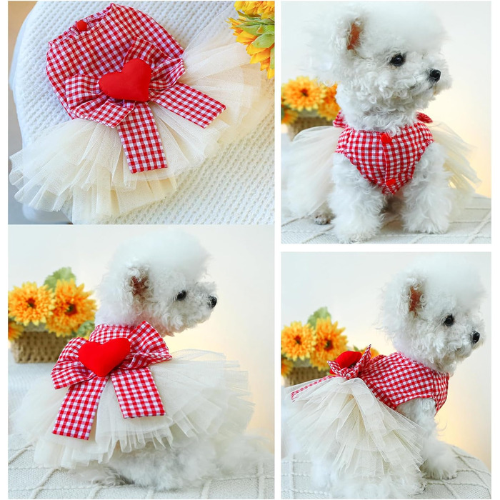 Сукня-тьюль для котів, мереживна, на весілля, для дівчаток, червона, розмір Small