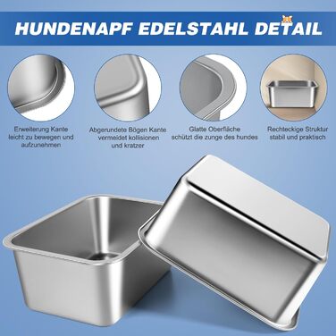Нержавійна миска для великих собак, 36×27×15 см - миска для води та корму, антиковзаюча, легко миється, для великих та середніх собак