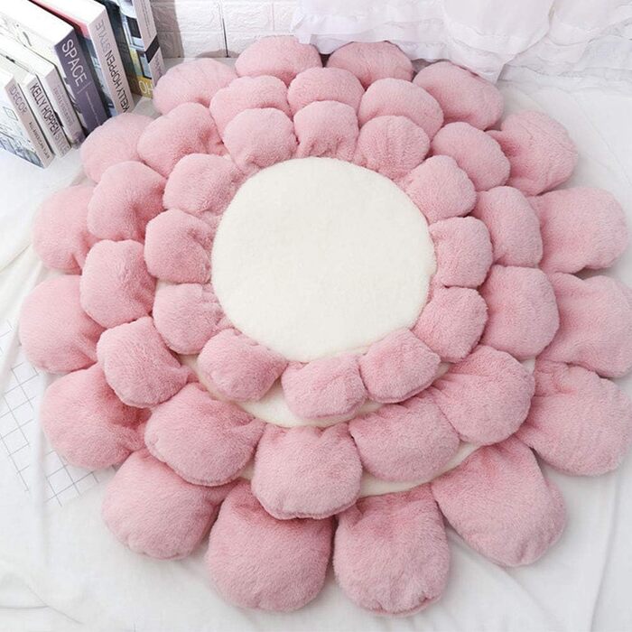 Килимок для тварин Oncpcare, круглий, з квітковим малюнком, м'який, теплий, плюшевий, для собак та котів середніх та малих порід, рожевий, L (100 см)