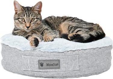 MaxCor маленька кругла подушка для собак і котів з меморі-піни, ортопедична, реверсивна для літа і зими, легка для транспортування, не деформується