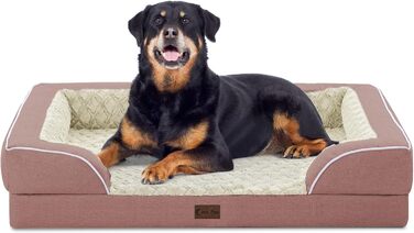 Ортопедичне собаче ліжко XXL, вологостійке, з піною Memory Foam, для великих собак, 134 x 107 см, з неслизьким дном та піною-гофрою, колір темно-зелений (45 x 35 см, рожевий)