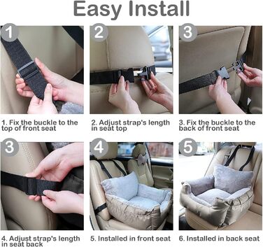 Автокрісло для собак та котів Fareyy, підставка для тварин, переноска для подорожей, з сумкою та страхувальним ременем, водовідштовхувальне, тепле, плюшеве, срігау