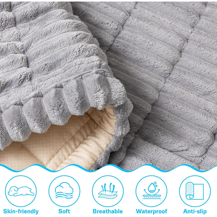 Чохол на сидіння автомобіля для собак, килимок-ліжко для собак, м'який, неслизький, для заднього сидіння авто, для собак, потовщений, з корду, світло-сірий, 63 x 138 см