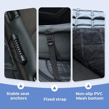 KYG Деки для собак у машину, 4-в-1, 135x147 см, чорний: захист сидіння, водовідштовхувальний, антиковзаючий