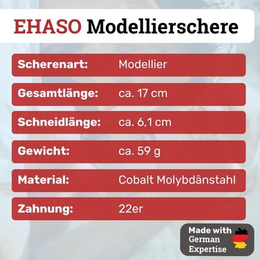 Професійна ножиця для грумінгу собак EHASO 22 зубчики, 17 см, чорний титан