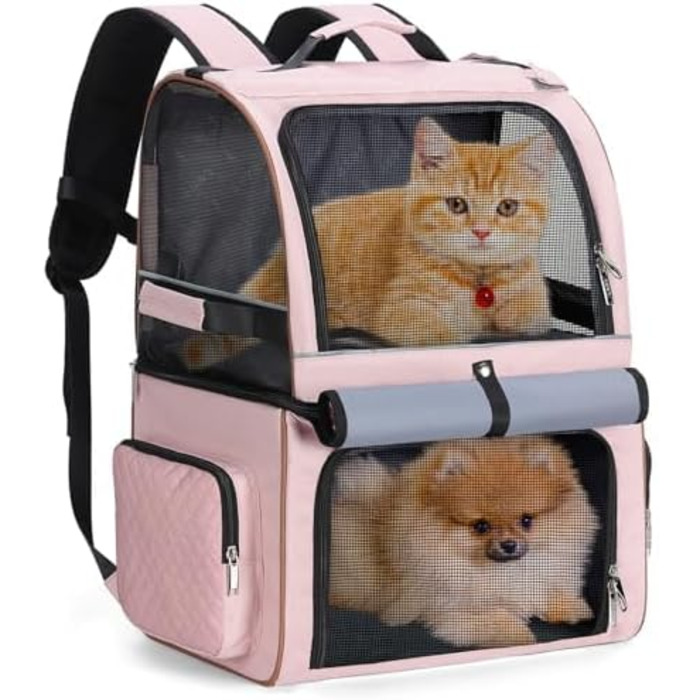 Рюкзак для котів Lekesky на 2 котів, рожевий. Переноска для 2 котів або маленького собаки до 10 кг