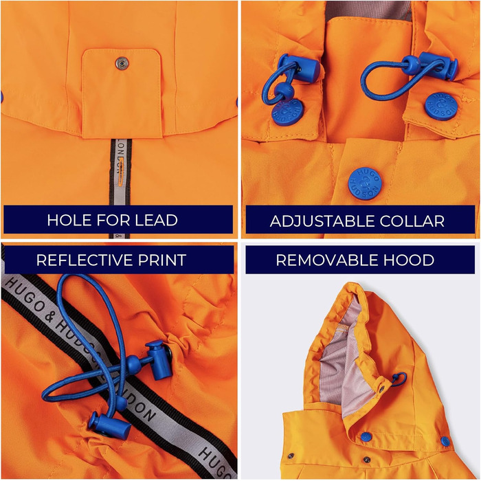 Вітрозахисна куртка для собак Hugo & Hudson, капелюшок, зимовий теплий одяг, помаранчевий, M50