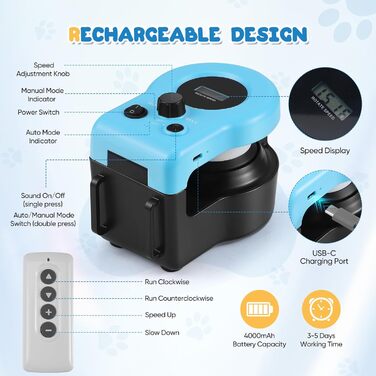 Інтерактивна іграшка для котів GJCrafts: автоматичне котяче бігове колесо, іграшка для полювання з дистанційним керуванням, регульована швидкість