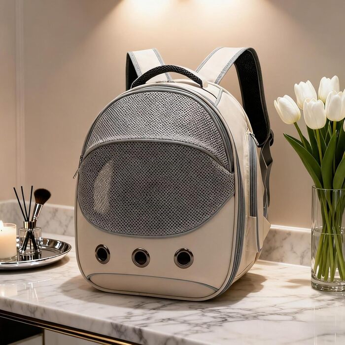 Сумка-переноска для собак | 33 x 25 x 41 см | Безпечна, практична, дихаюча переноска для собак | Ідеально для подорожей, прогулянок, транспортування в авто та громадському транспорті, сірий колір