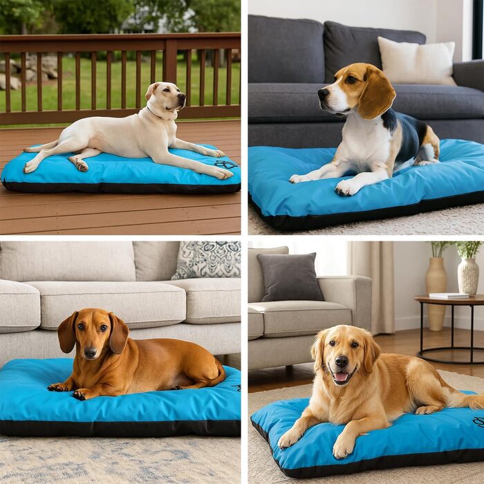 Килимок для собак, лежанка для собак великих, середніх та малих порід - вологостійкий, м'який, 90x60x8 см, блакитний