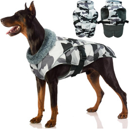 Водонепроникна куртка для собак XL, зимовий одяг для великих собак, флісова жилетка для собак (Камуфляж, XL)