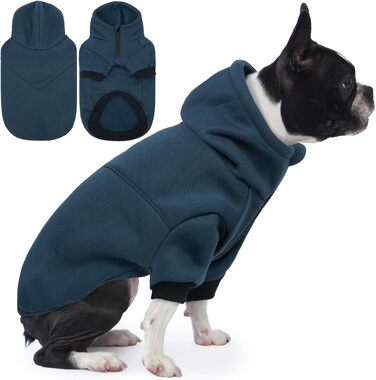 Флісовий худі для собак Lelepet з капюшоном та отвором для повідка, теплий, для осені та зими, на блискавку, стильний одяг для собак маленьких, середніх та великих порід, зелений (Medium, Blue)