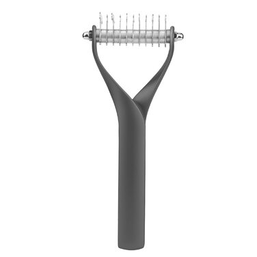 Інструмент для догляду за тваринами: двосторонній гребінець для підшерстка, щітка для собак і котів, гребінець з гострою клинком для видалення ковтунів та відмерлого хутра (S) Чорний S