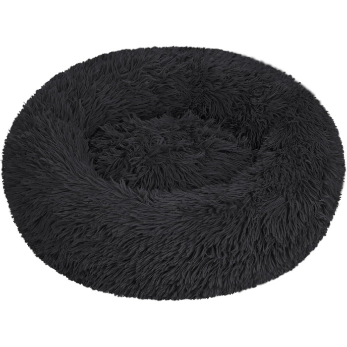 Кругле ліжко для собак та котів 60 см - М'яке, пухнасте ліжко з піднятими бортиками - Нековзний низ - Силіконова наповнювач для комфорту та тепла - Легке у догляді - (графіт)