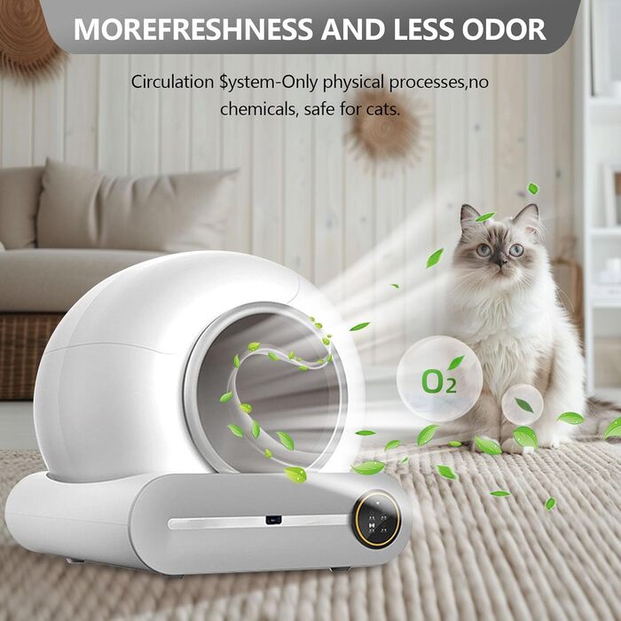 Автоматичний лоток для котів OGNGINT з самоочищенням, захистом від запаху та керуванням через додаток, XXL, для кількох котів