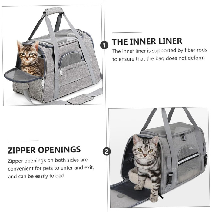 Рюкзак-переноска для котів та маленьких собак Garvalon з дихаючого матеріалу, з підтримуючими стійками, складаний, для подорожей та до ветеринара